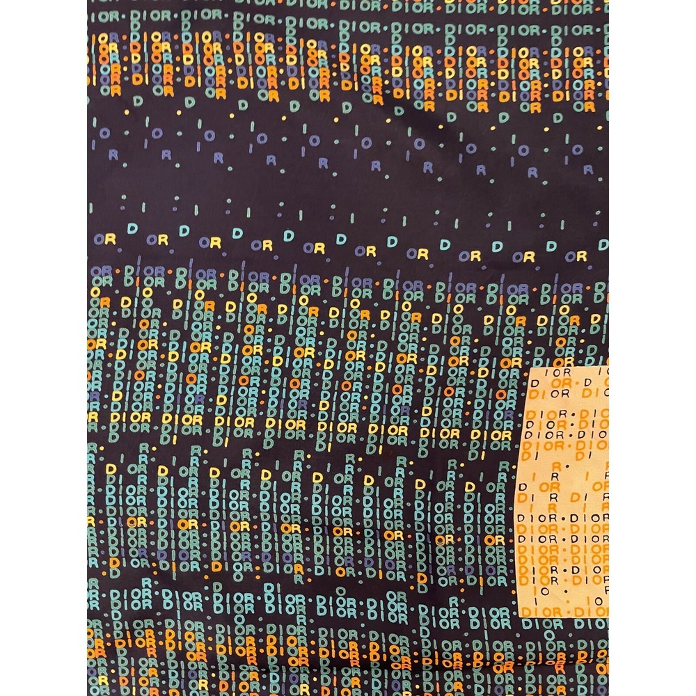 Vintage Christian Dior Womens Square Scarf Navy Blue Retro Monogram Print Silk - Picture 11 of 12